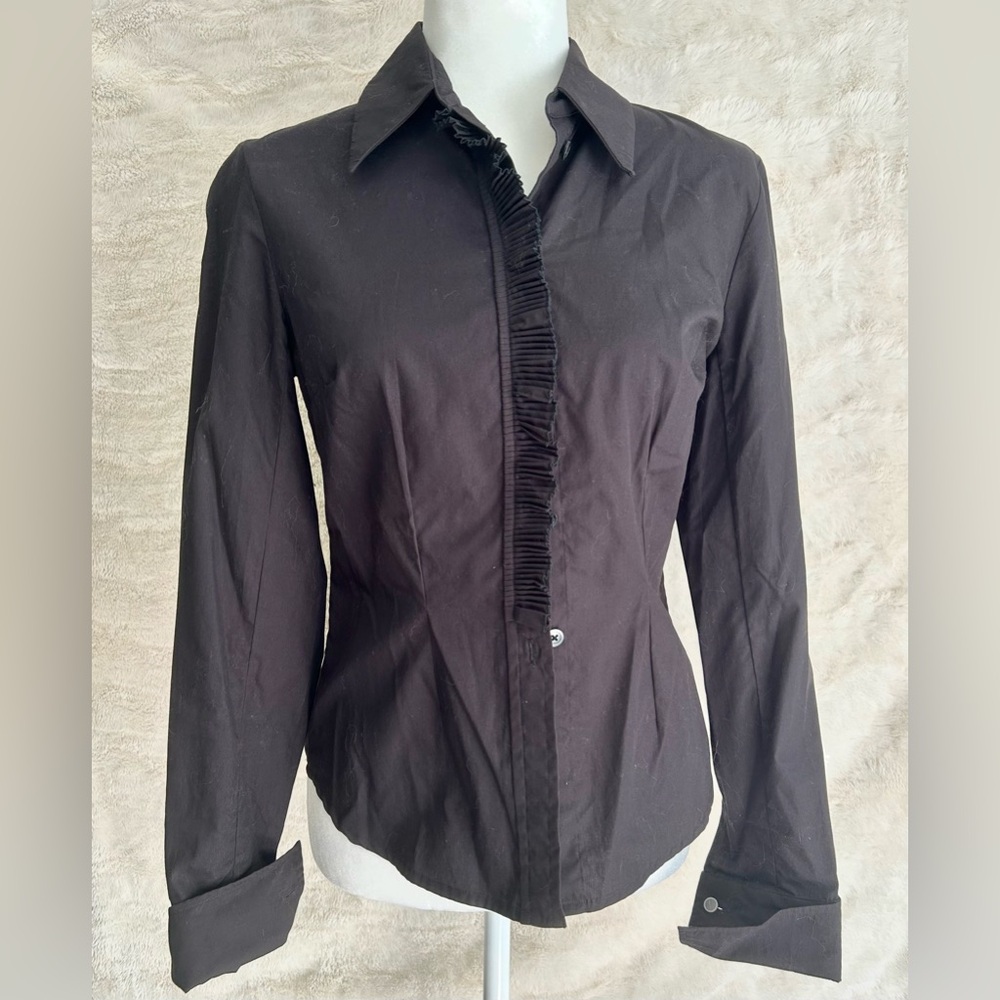 The Wrights Elegant Black Ruffle Top 4 $295